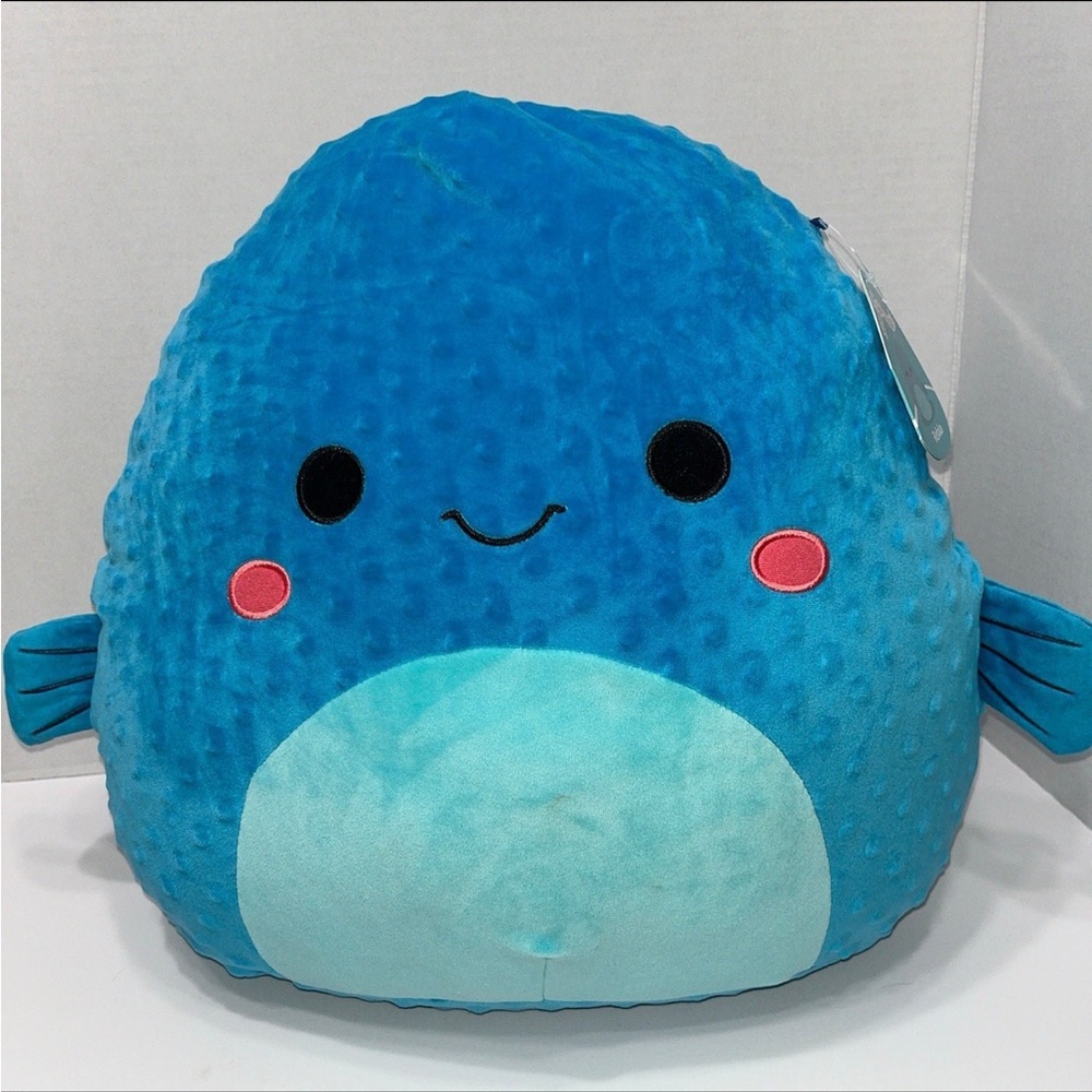 Squishmallows Blue Plush Fish with Chubby Body and Gentle Smile